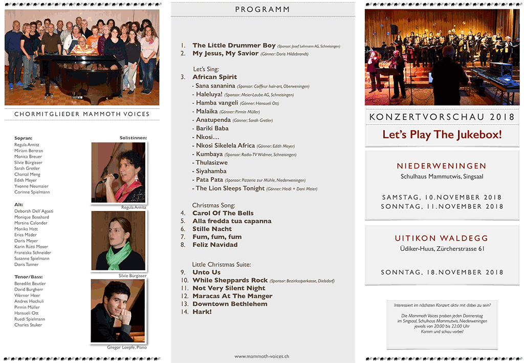 Programm Konzert 2016